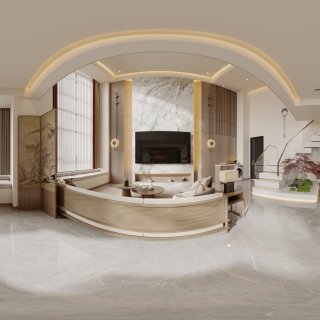 新中式一号公寓客厅全景