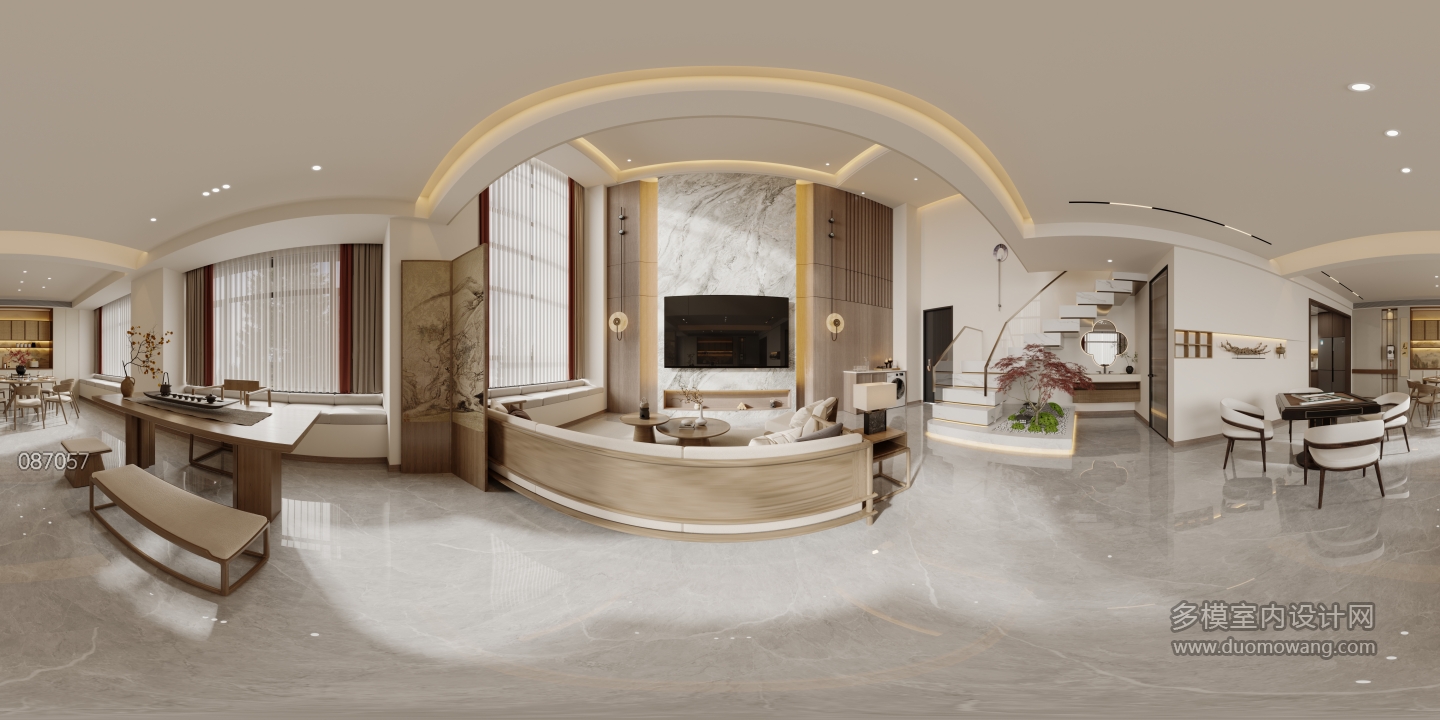 新中式一号公寓客厅全景