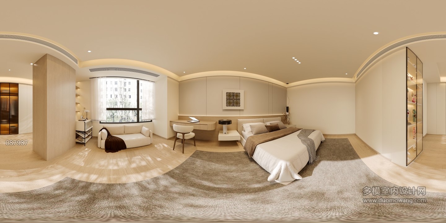 现代二楼主卧全景