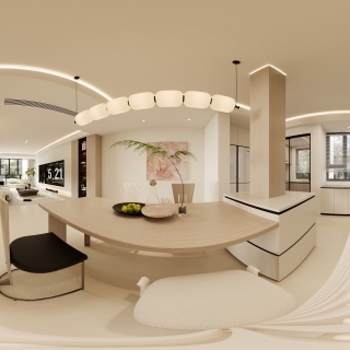 现代一楼餐厅全景