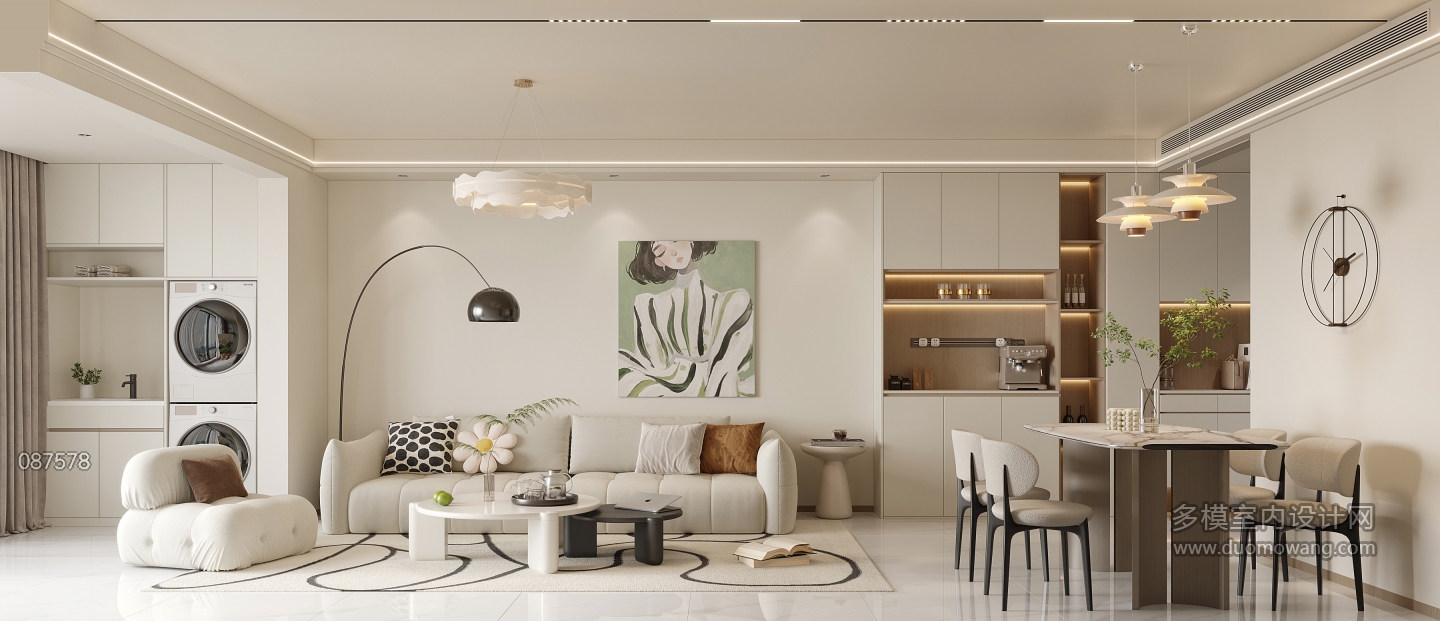 现代奶油沙发背景