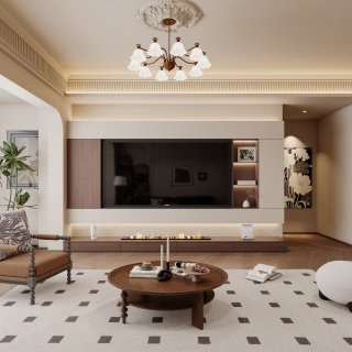 法式中古客厅电视背景墙