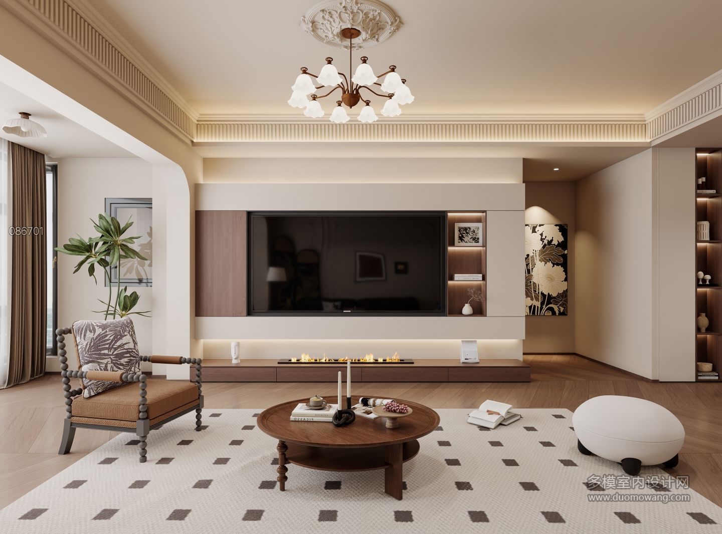 法式中古客厅电视背景墙