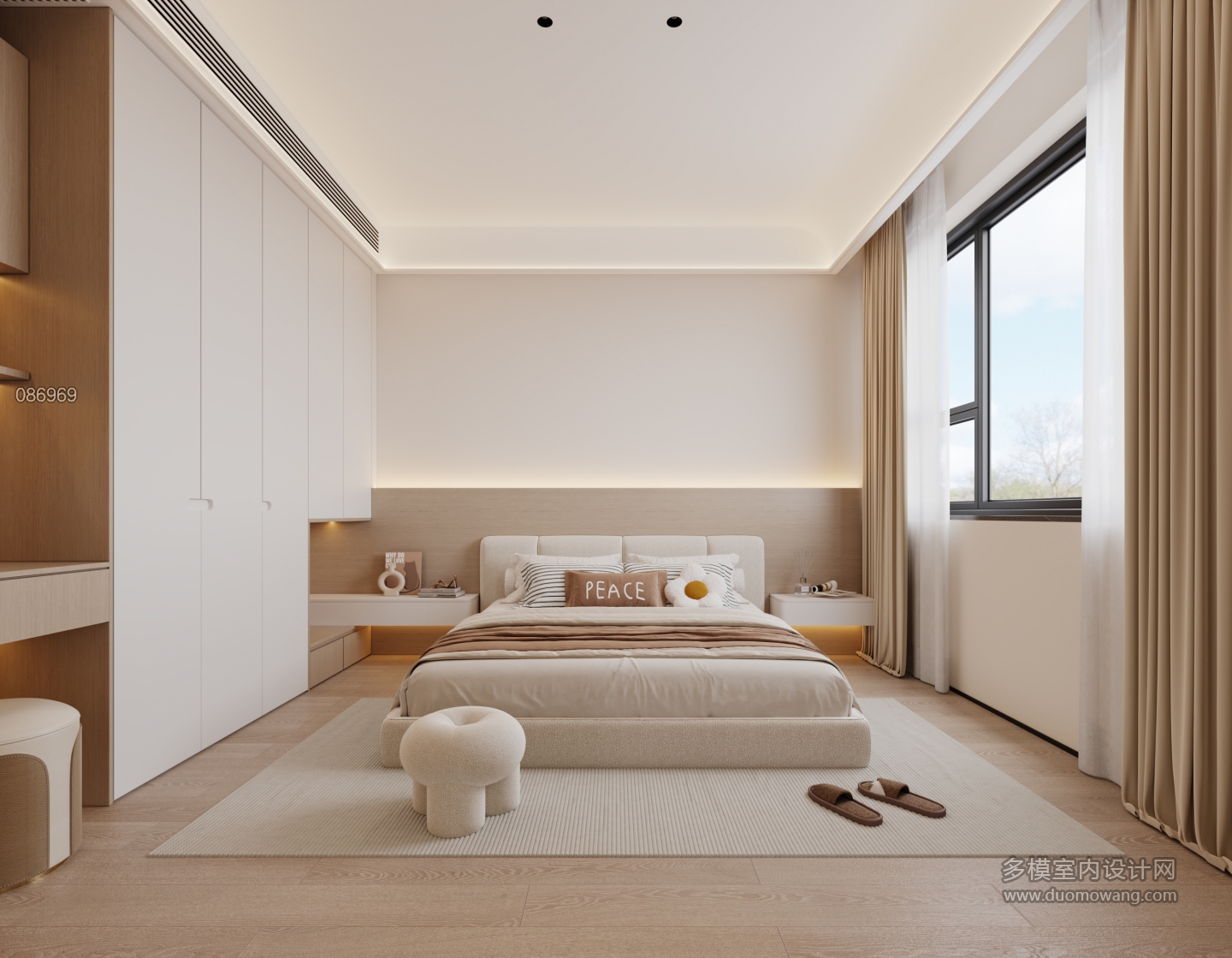 6楼现代套房床头背景