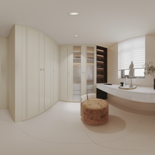 法式奶油二层主卧卫生间全景