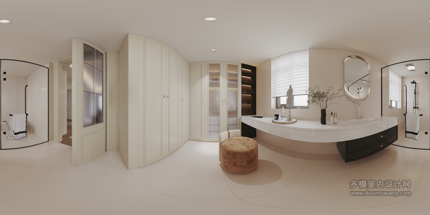 法式奶油二层主卧卫生间全景