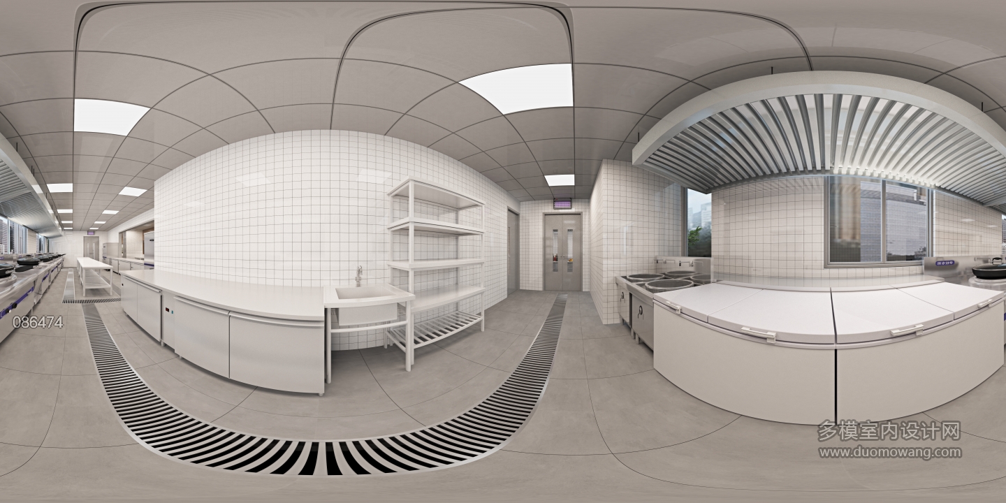 现代 食堂 后厨全景03