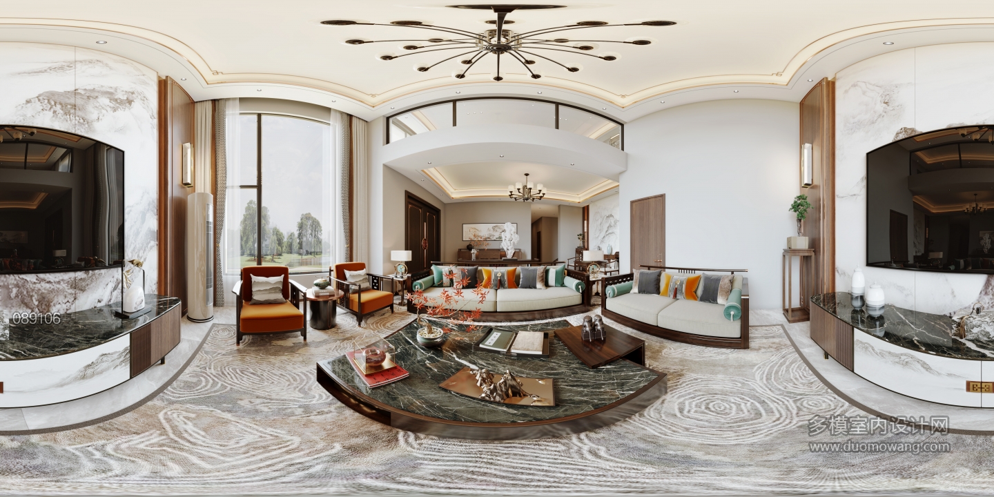 新中式一楼客厅全景