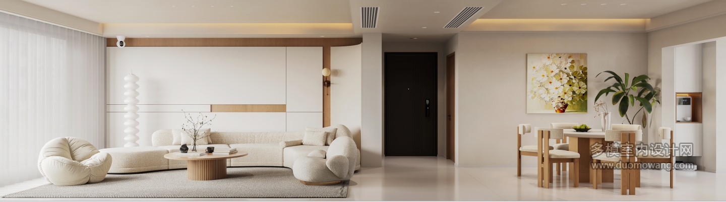 2现代奶油原木风沙发面单张