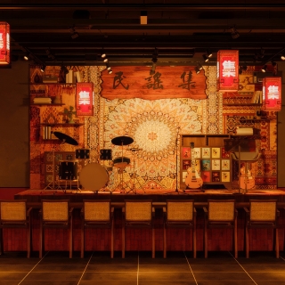 中式复古酒吧全景