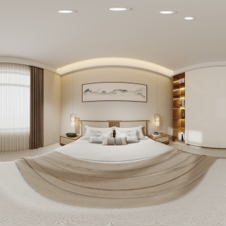 新中式一层主卧全景