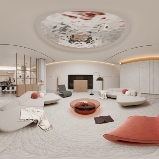 现代-1F地下室客厅全景1