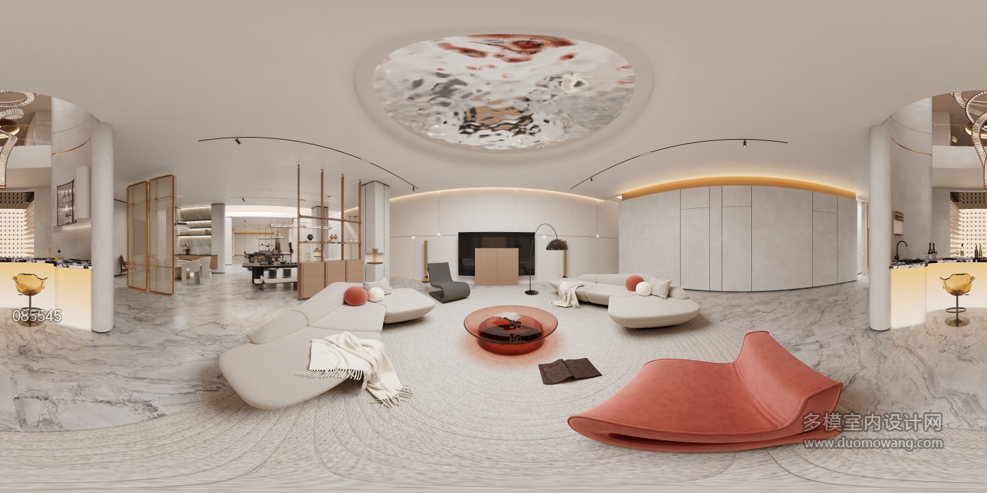 现代-1F地下室客厅全景1