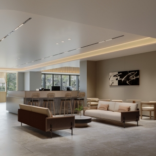 现代酒店大堂服务台视角