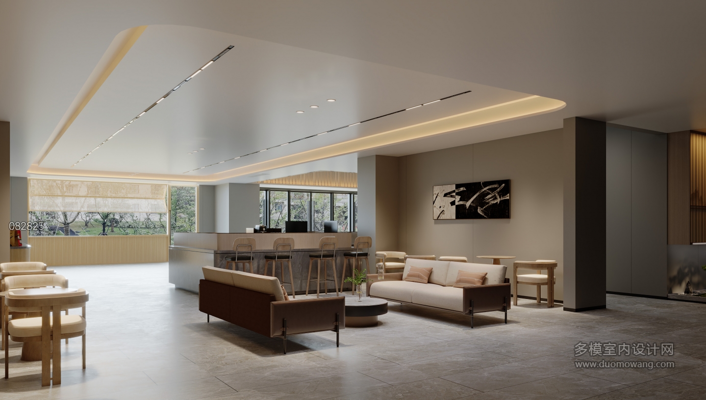 现代酒店大堂服务台视角