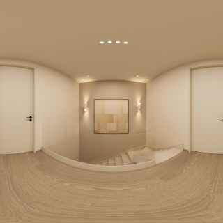 现代二楼楼梯间全景