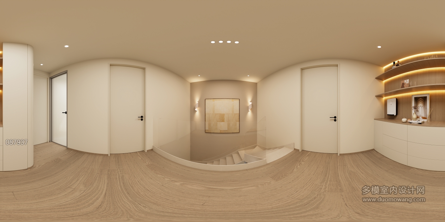 现代二楼楼梯间全景