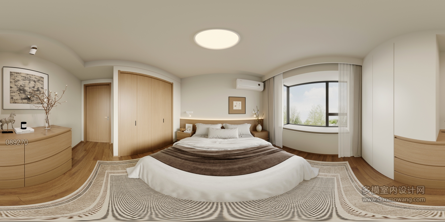 日式原木主卧全景