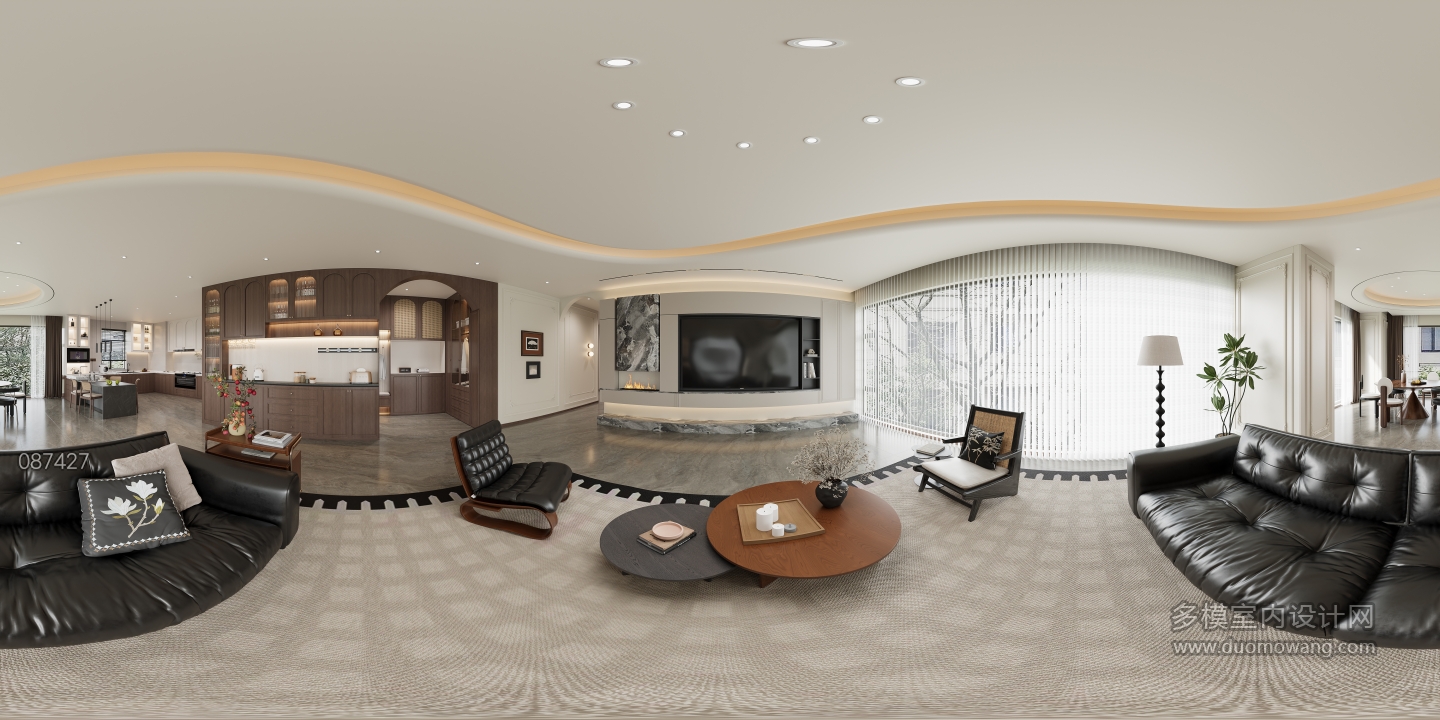 法式客厅=餐厅全景