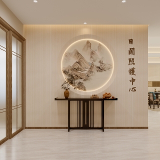 新中式艾灸馆进门玄关静态