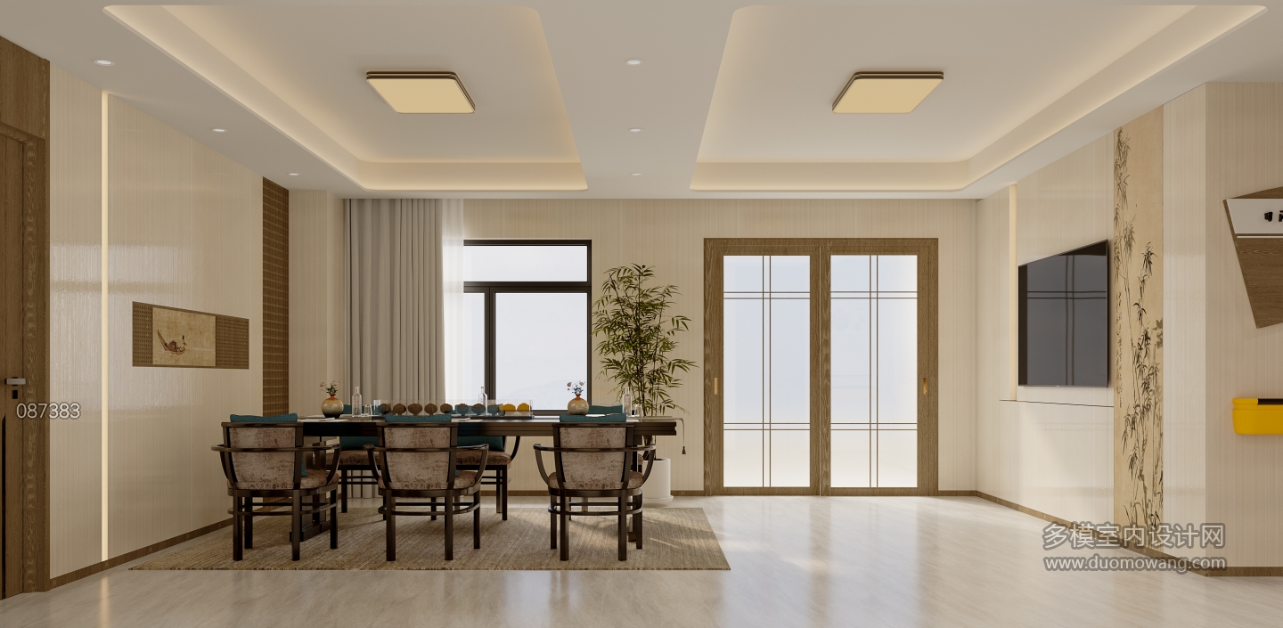 新中式艾灸馆客厅静态