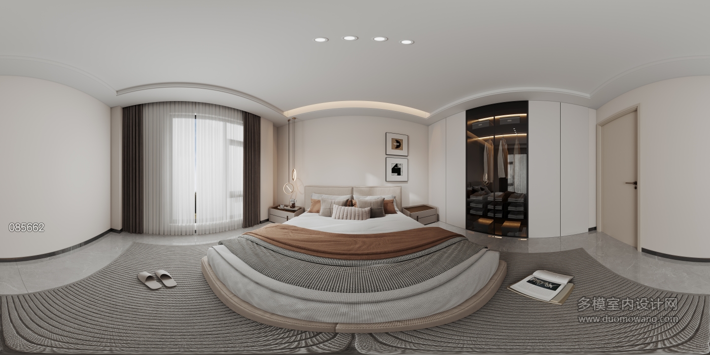 现代二层主卧全景