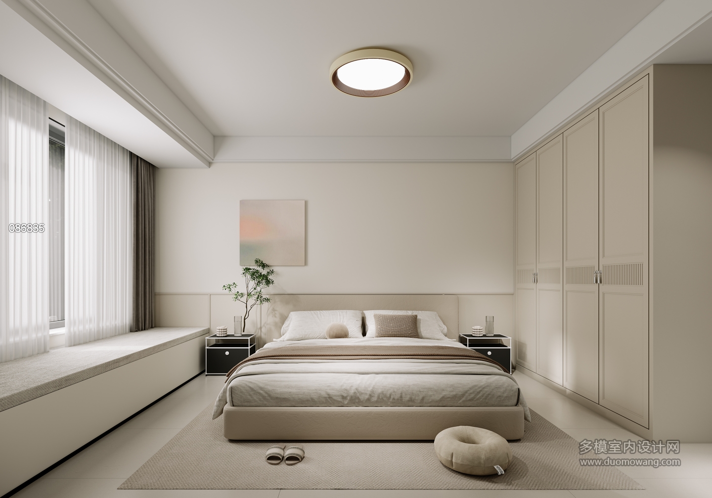 现代奶油主卧