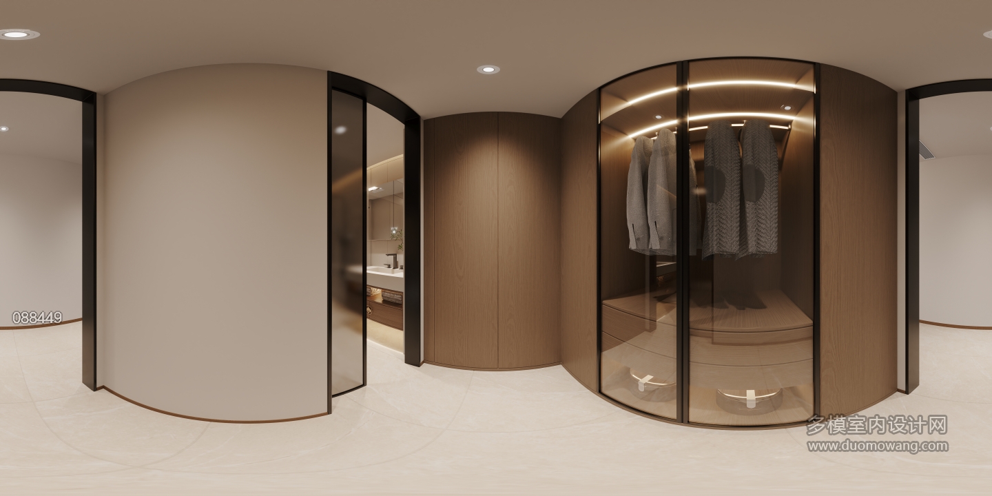 宋式美学一楼衣帽间全景