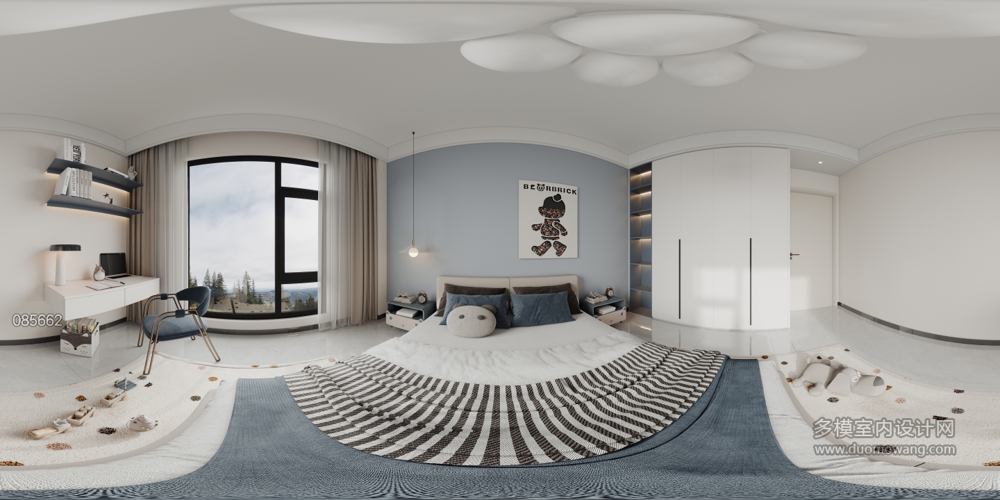 现代二层男孩房全景