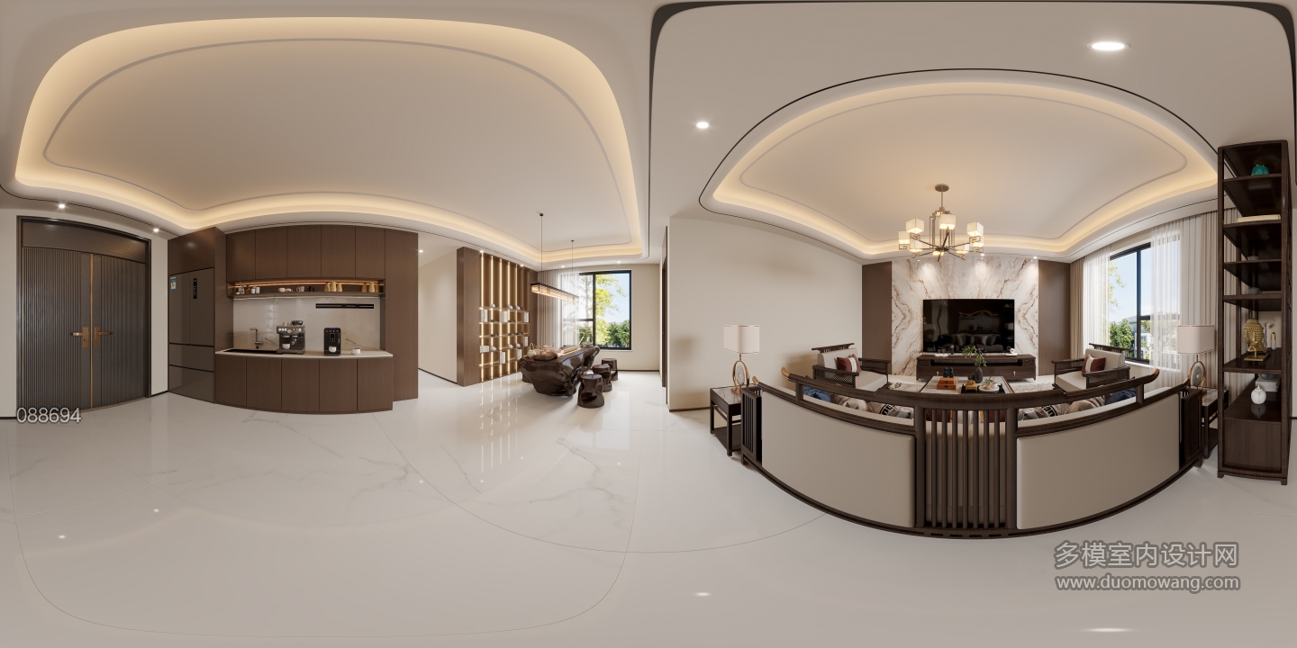 新中式客厅全景