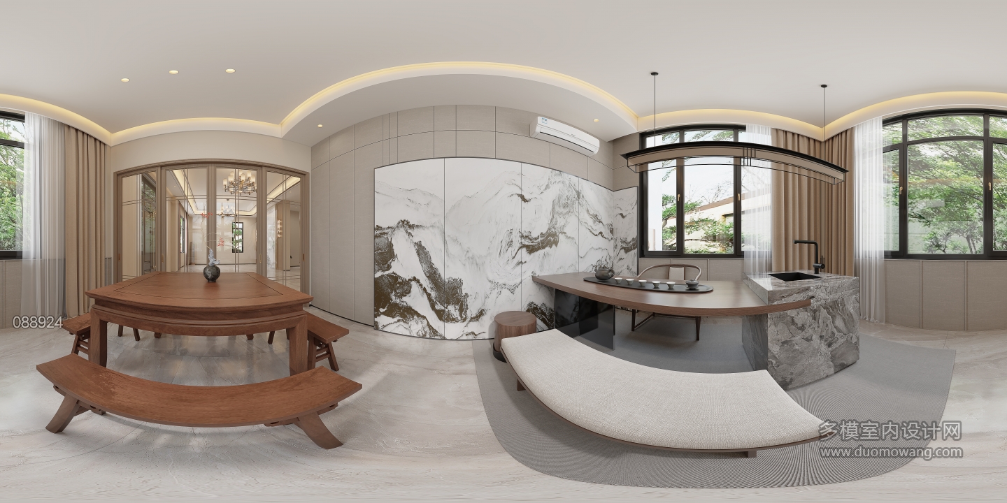 新中式一层接待品茗区360