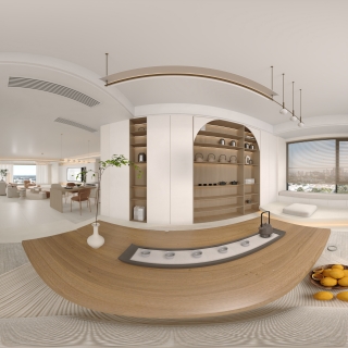 奶油风茶室全景