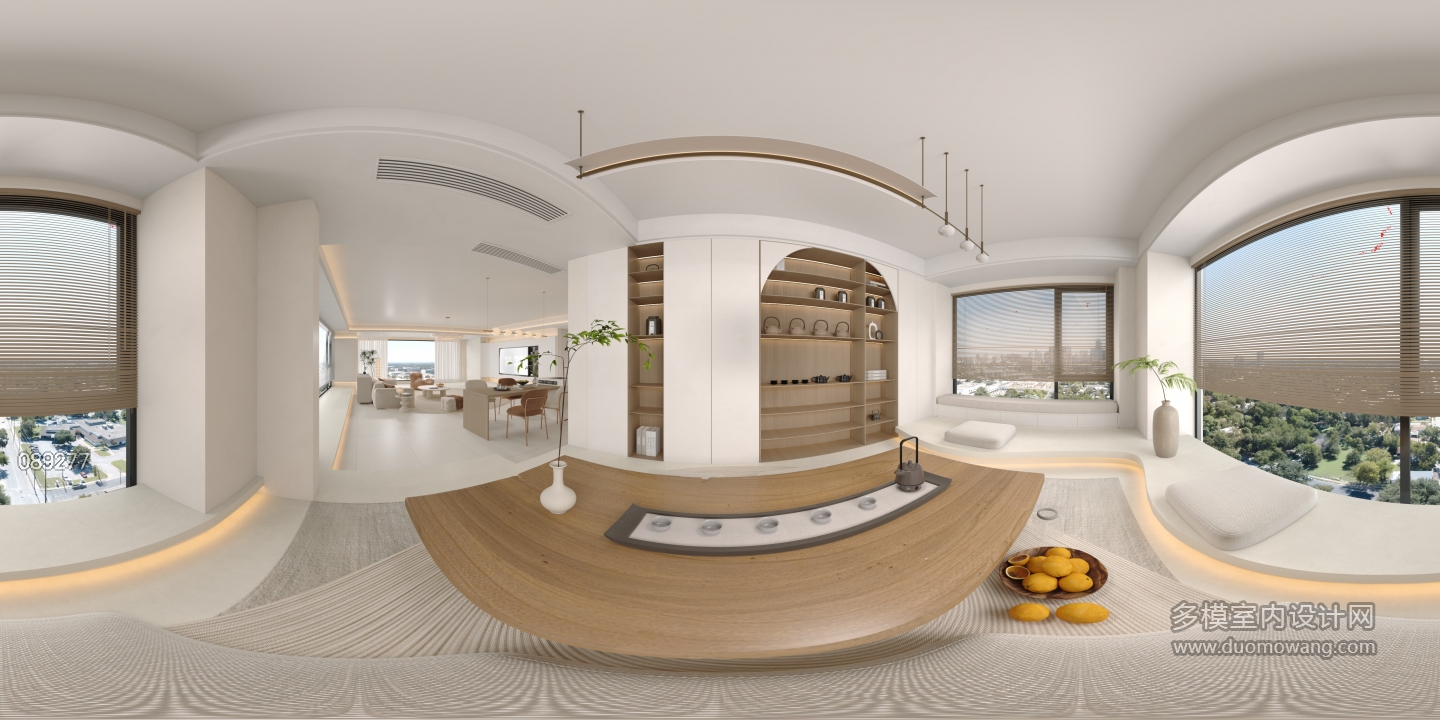 奶油风茶室全景