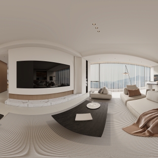 现代奶油客餐全景