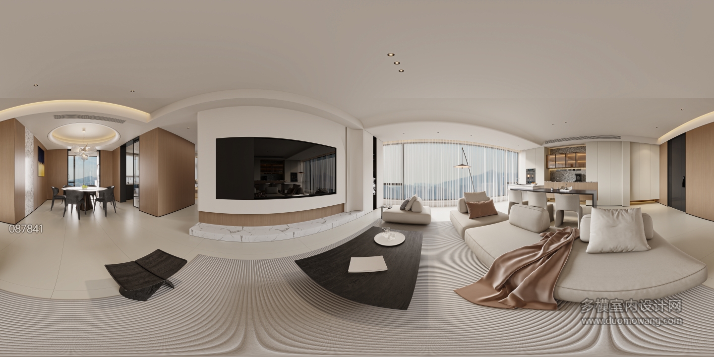 现代奶油客餐全景