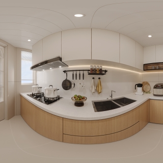 原木风全景厨房