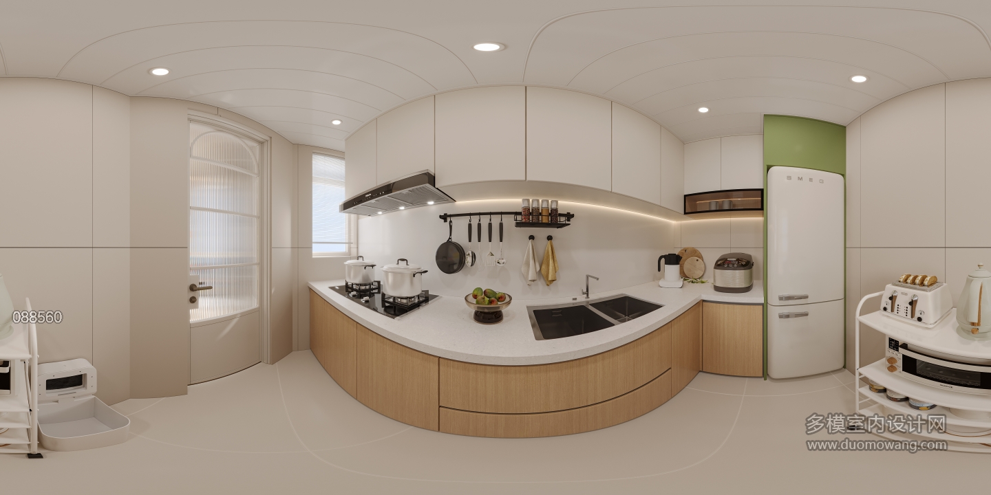 原木风全景厨房