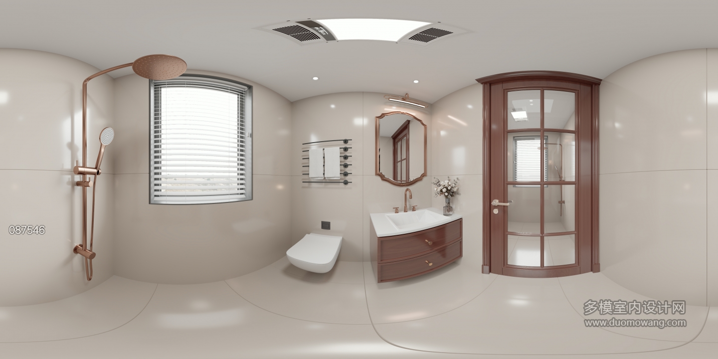 美式二楼次卧室卫生间全景