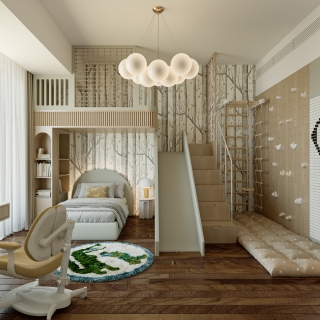 现代男孩房特写