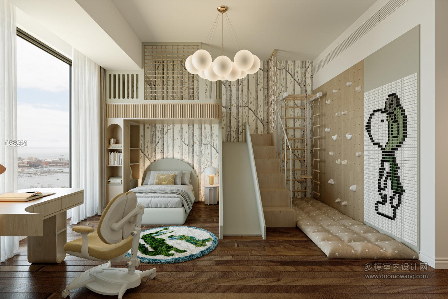 现代男孩房特写