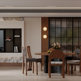 复古奶油 电视墙