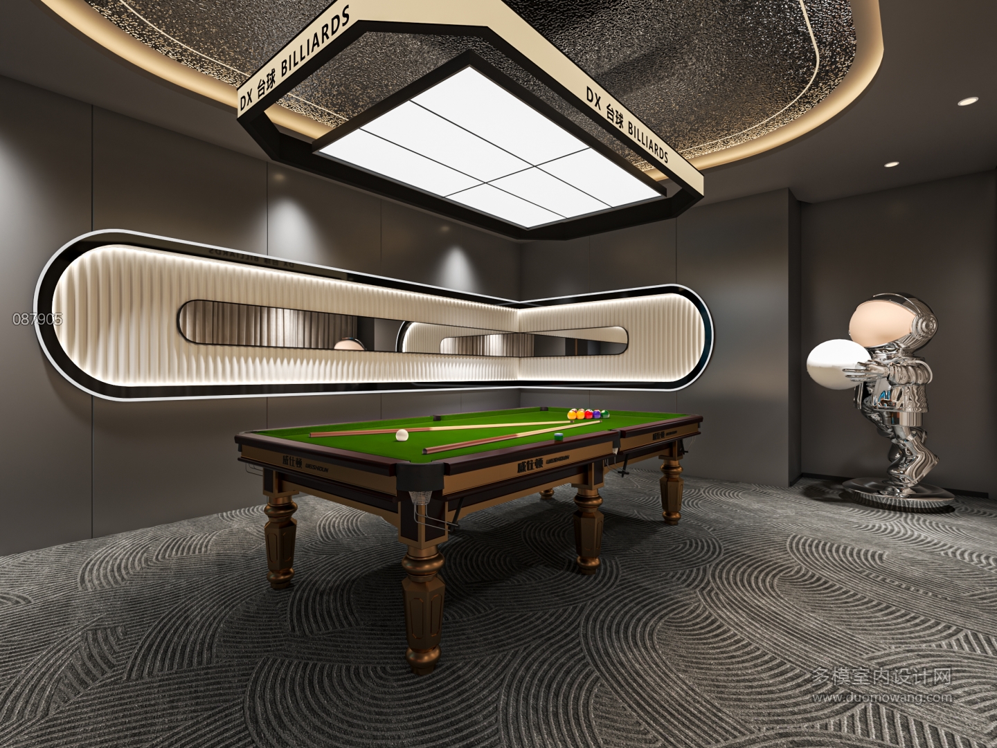 现代台球室单张1