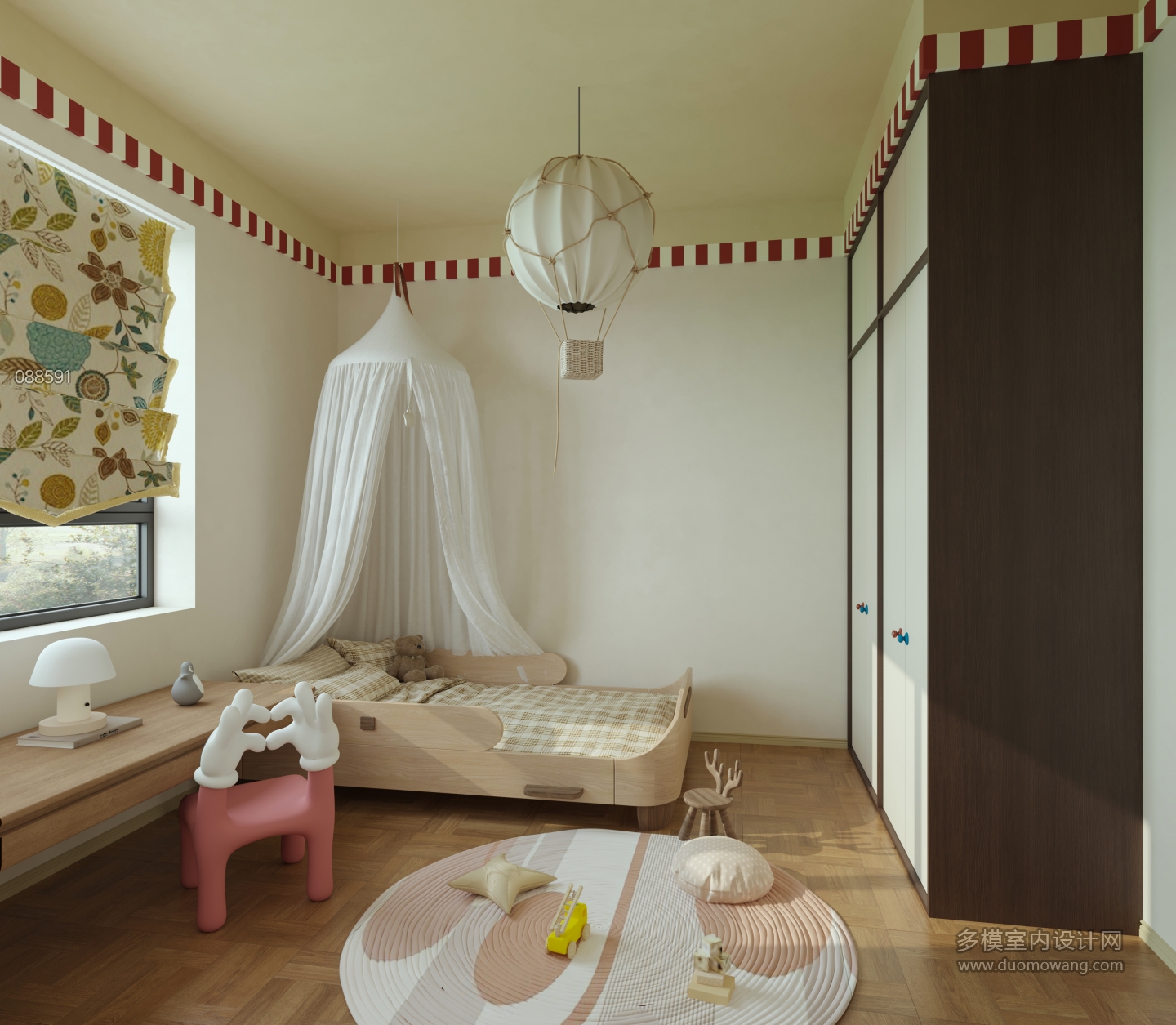 现代 中古风 儿童房 单张