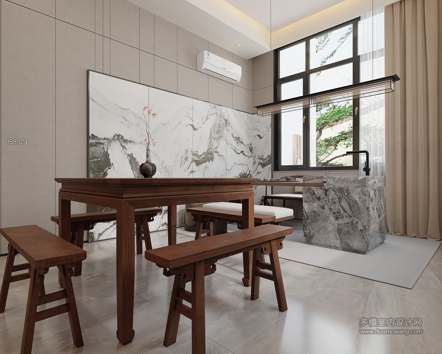 新中式一层接待品茗区