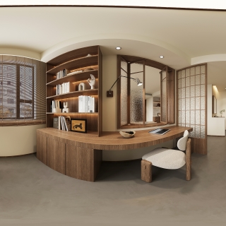 自然风书房全景