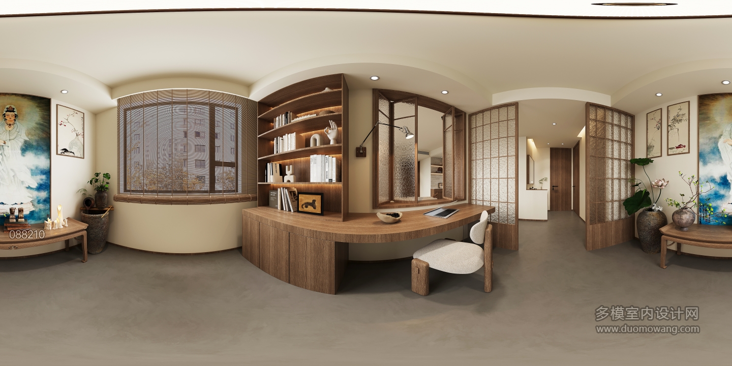 自然风书房全景