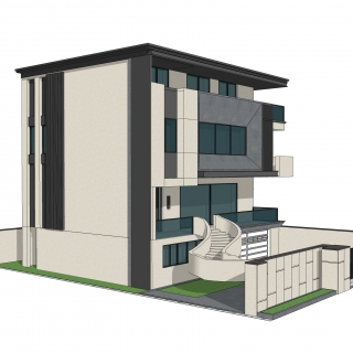 现代别墅西立面