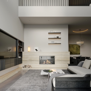 意式极简一层壁炉