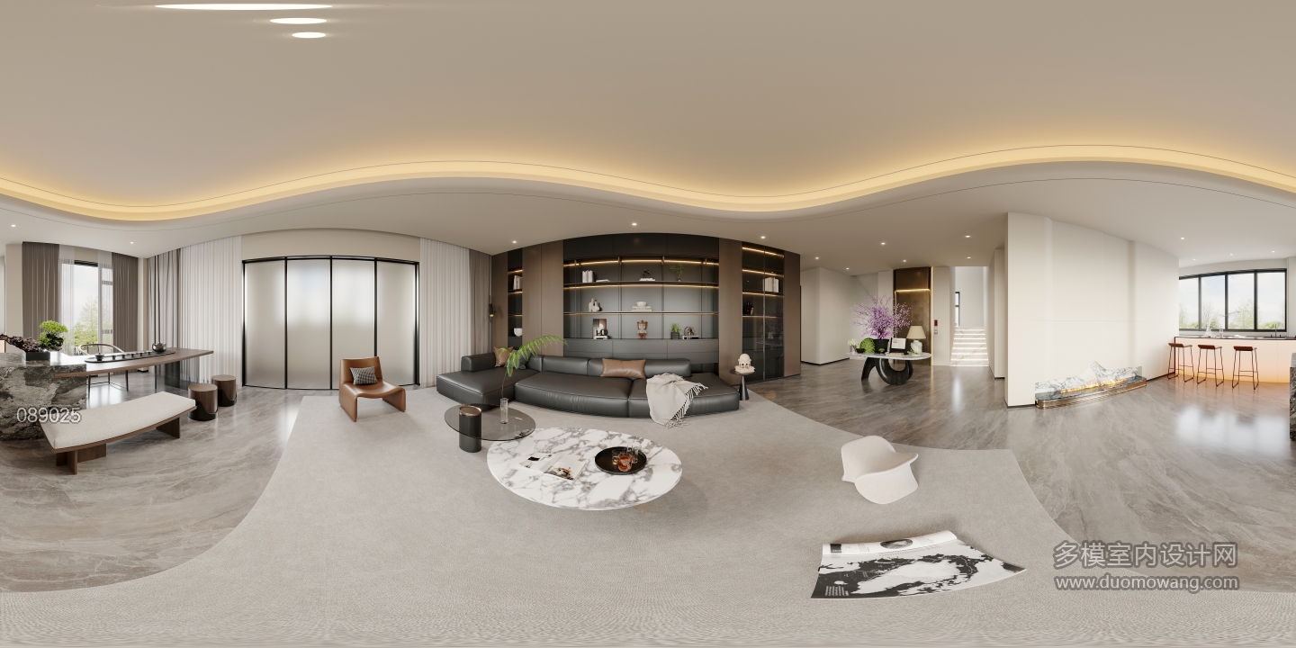 意式二层客厅全景