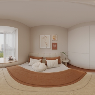 奶油原木主卧全景